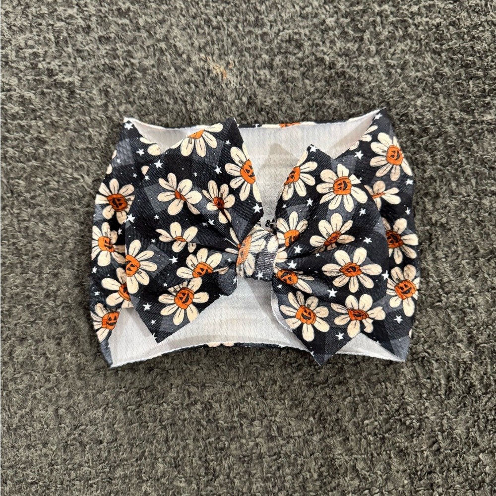 Floral Pumpkin Bow Headband